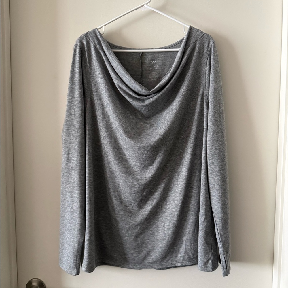 Lane Bryant Livi Active Spa Drape-Neck Jersey Tee Like New